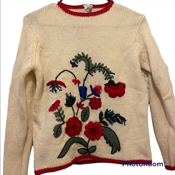 Pandora Pasha Knit Floral Vintage Crewneck Sweater - Picture 1 of 11